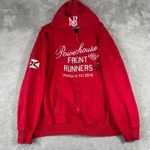 Parish Nation Hoodie Mens 4XL Red Streetwear Y2K Full Zip Baggy Skate